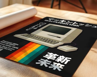 Macintosh 128K Poster | Retro Apple Computer Wall Art | Japanese