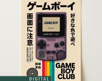 Game Boy Color Poster | Japanese Retro Gaming Print | Nintendo