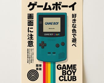 Game Boy Color Poster Teal | Japanese Retro Gaming Print