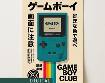 Game Boy Color Poster Teal | Japanese Retro Gaming Print