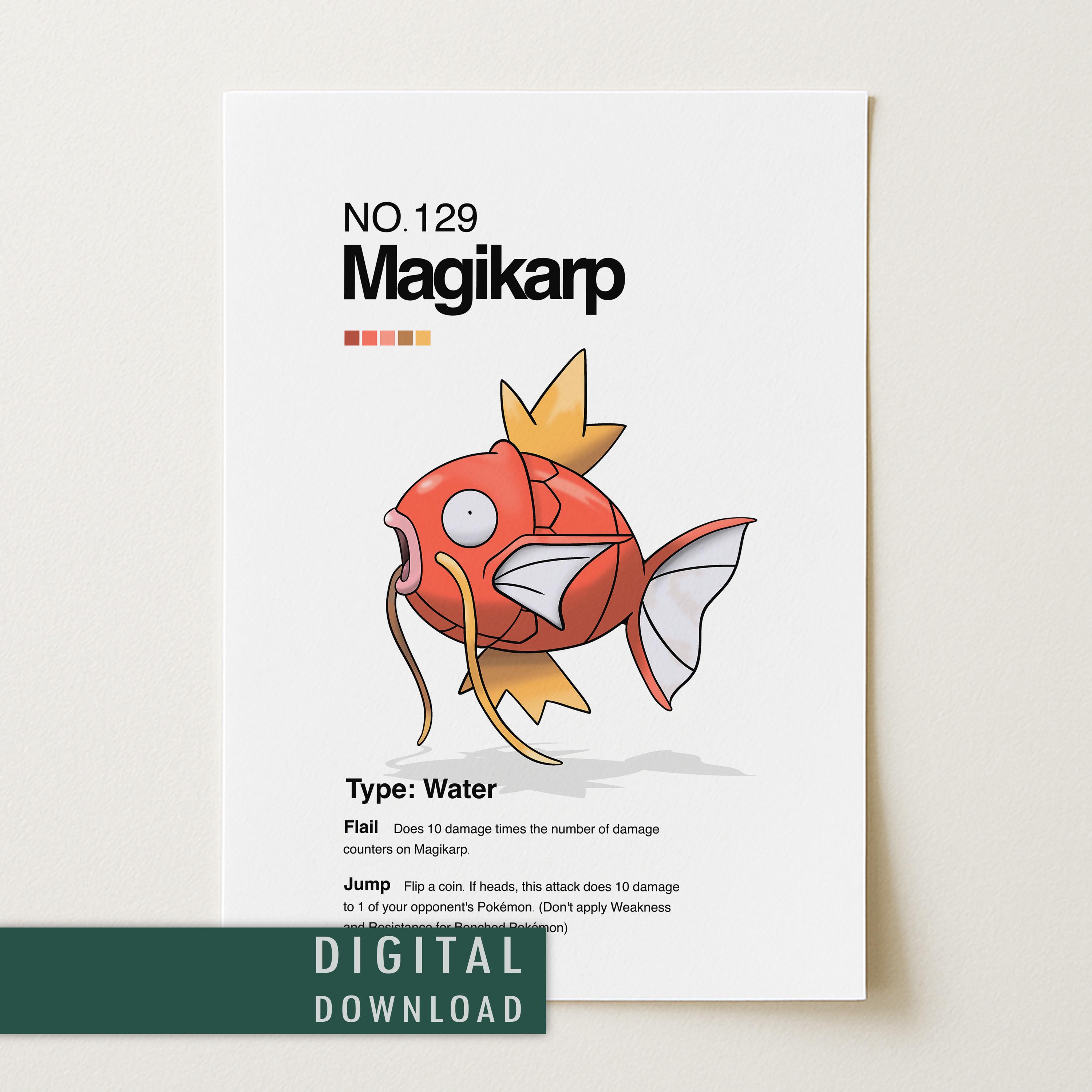 Magicarp Magikarp Pokemon Poster | Minimalist Japanese Anime Wall Art | Digital ...