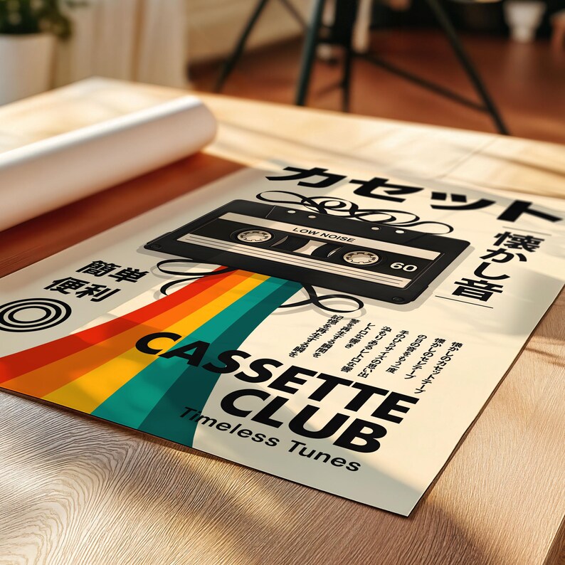 Cassette Tape Poster | Retro Music Wall Art | Vintage Mixtape Decor ...