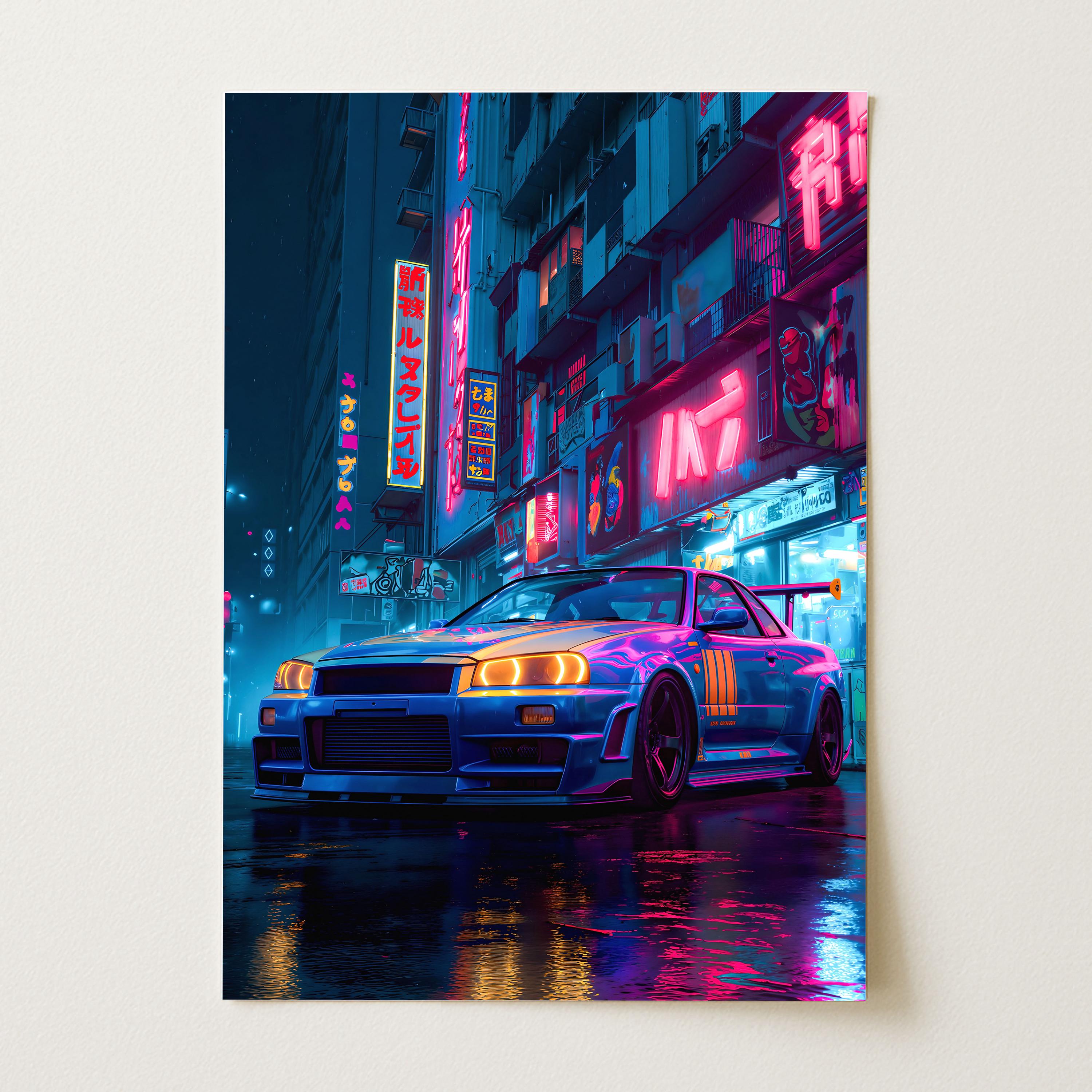 Nissan Skyline Poster | JDM Wall Art | Neon Japanese Car Print - Etsy