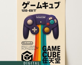 Digitale download Nintendo GameCube-controllerposter | Afdrukbare muurkunst retro gaming