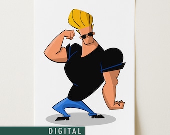 Johnny Bravo Poster | Cartoon Network Wall Art | 90s Nostalgia Print | Retro Animation Decor | Digital Download