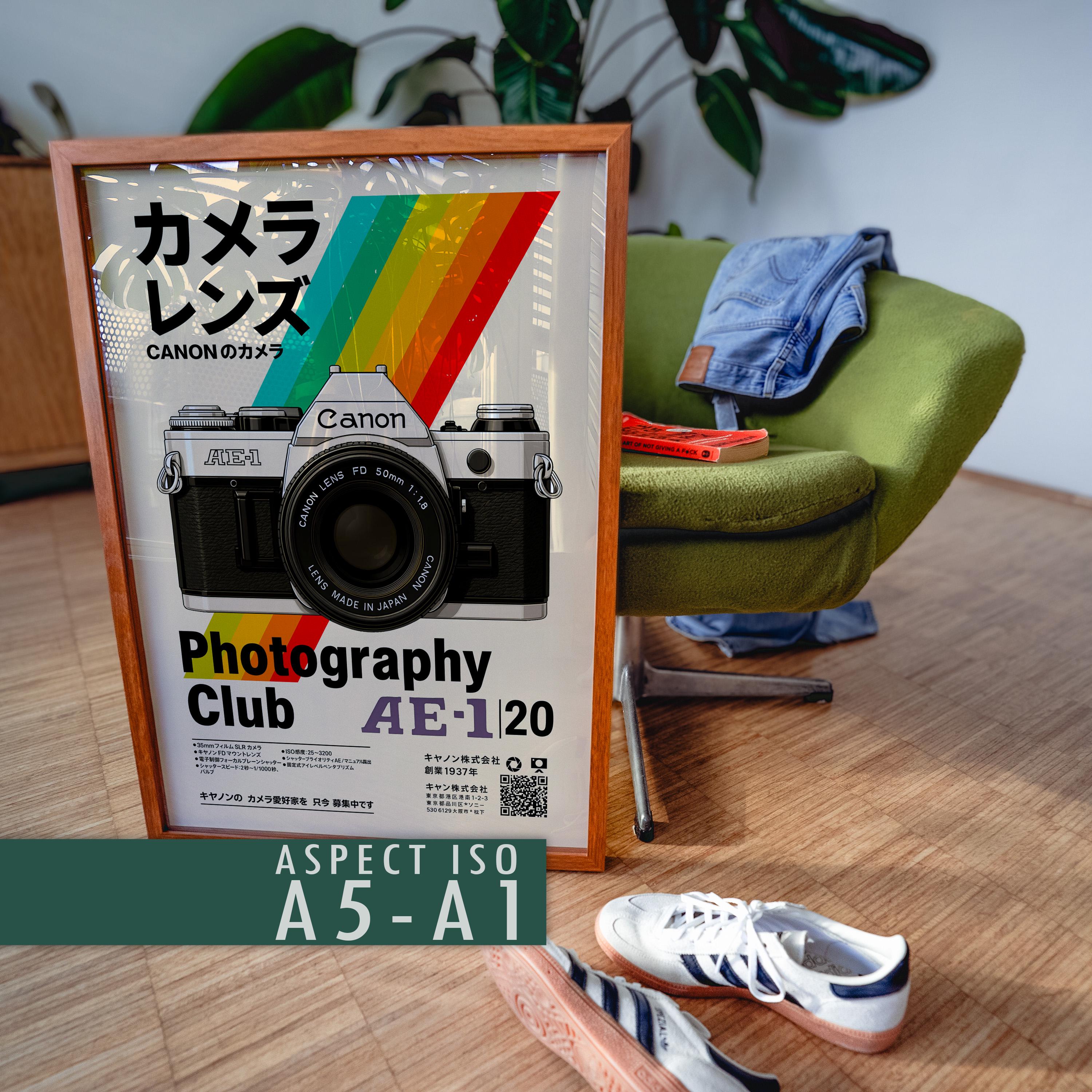 Canon AE-1 Poster | Japanese Typography | 90s Retro Camera Wall