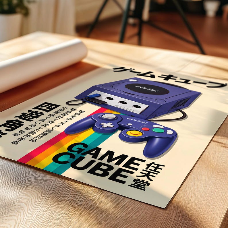 Nintendo Gamecube Poster | Retro Console Wall Art | Japanese Typography ...