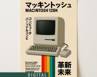 Macintosh 128K Poster Digital Download | Vintage Apple Computer