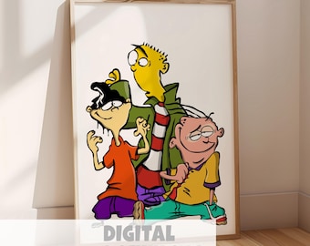 Ed Edd n Eddy Poster | Retro 90s Cartoon Network Wall Art | Printable Nostalgia Cartoon Digital Download
