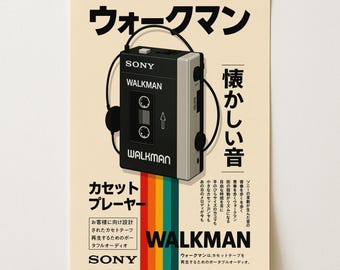 Sony Walkman II Poster, 1983 Walkman Advertisement Print, 80s