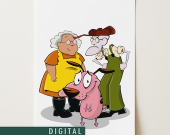 Courage the Cowardly Dog Poster | Retro Cartoon Wall Art | 90s Animation Print | Nostalgic Digital Download | Cartoon Network Decor