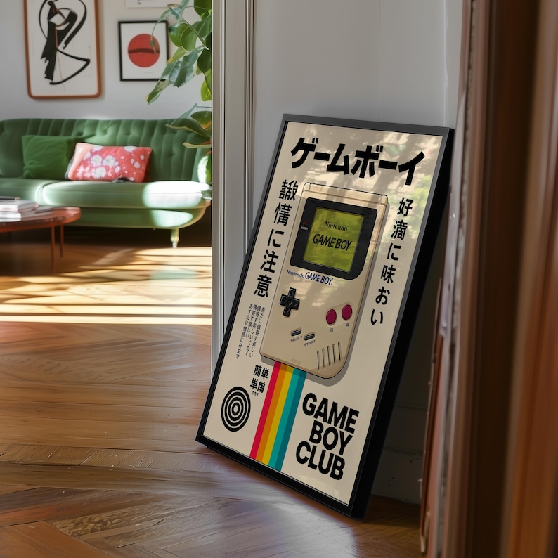 Poster retrò per Game Boy / Stampa con tipografia giapponese Nintendo / Decorazione murale a tema videogiochi anni '90 immagine 10