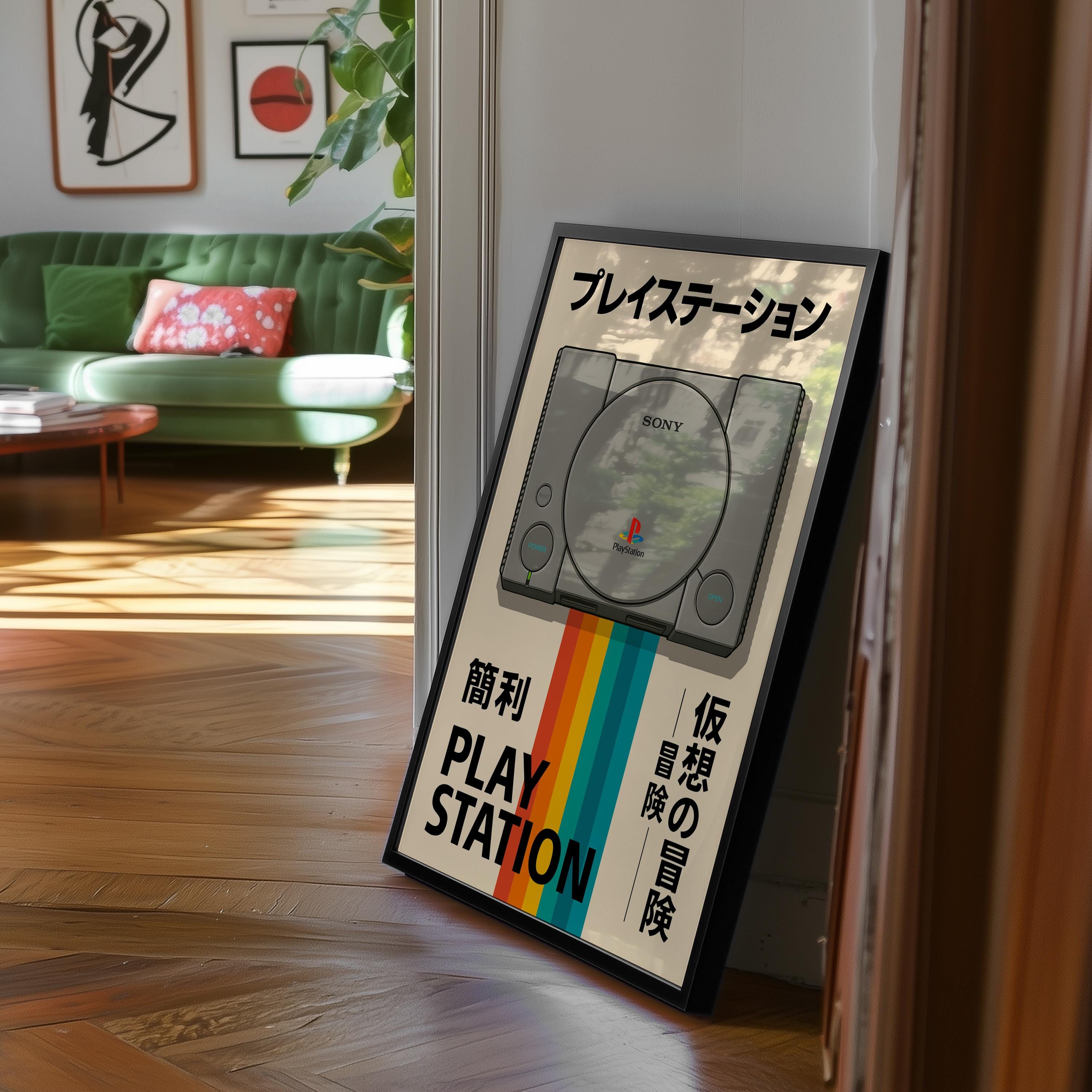 Retro Playstation Japanese Typography Poster | 90s Gaming Wall Art