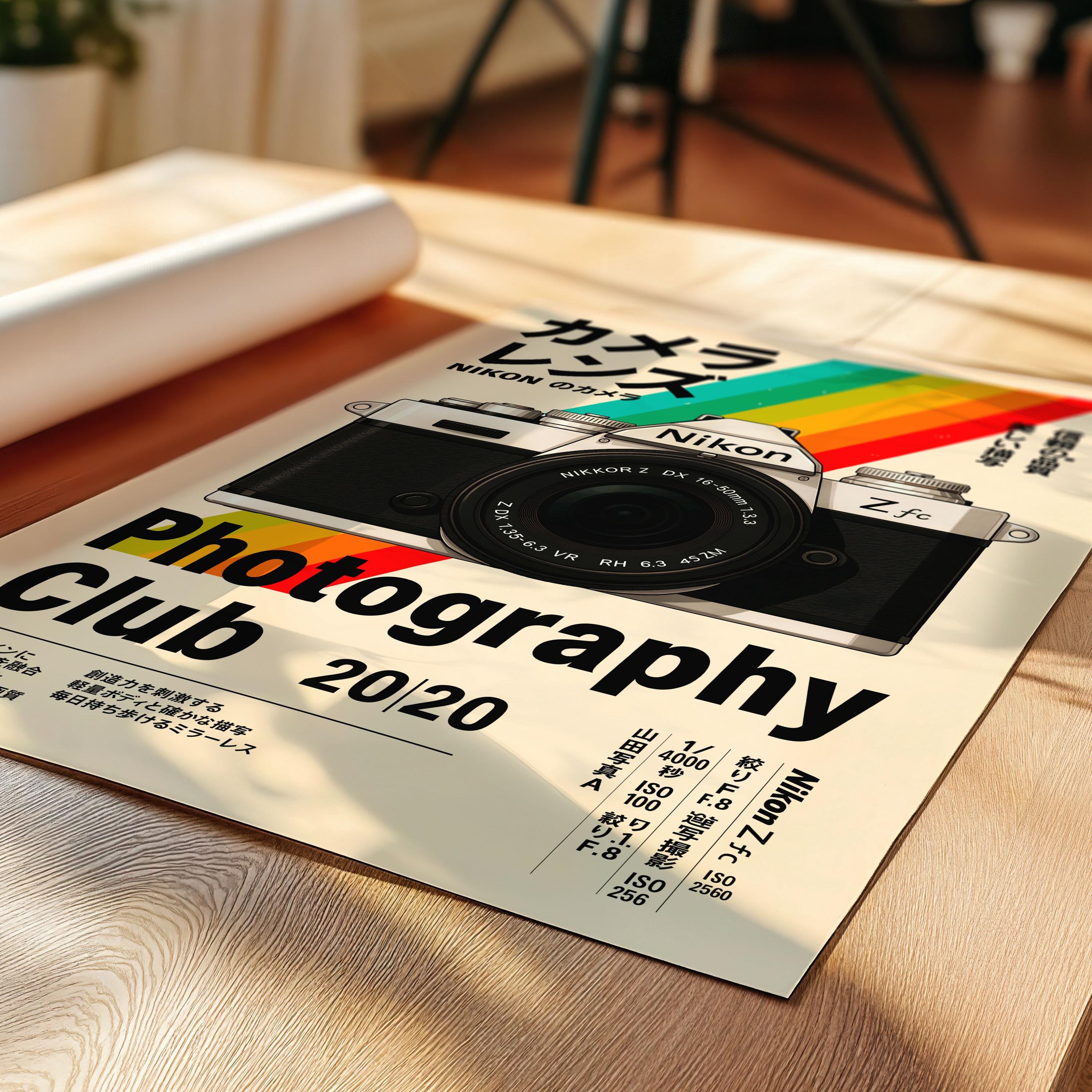 Nikon Zf Poster | Japanese Typography Print | 90s Retro Camera