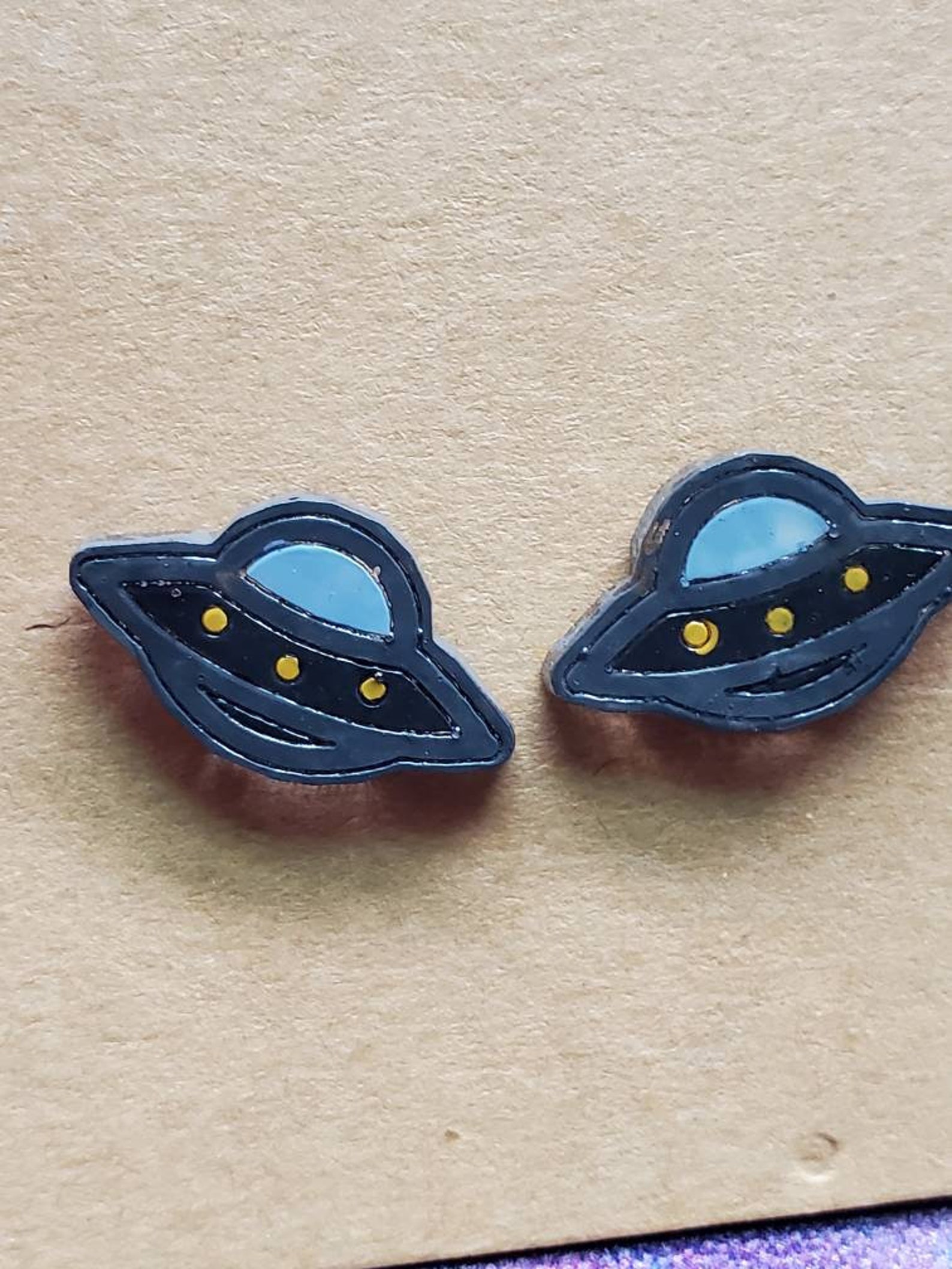Spaceship Stud Earrings. UFO. Alien Theme. Space Theme. Etsy
