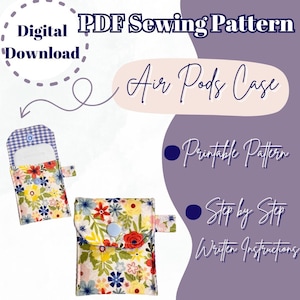 Patron de couture pour étui pour capsules d'air, patron PDF imprimable, téléchargement numérique, écouteurs-boutons sans fil, cadeau fait main, instructions de couture faciles, fichier PDF