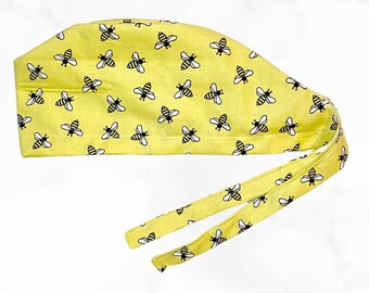 Bumble Bee Scrub Cap, Surgical Scrub Cap, Nurses Hat with Buttons Optional, Funny Scrub Cap, Hat for Nurses and Doctors