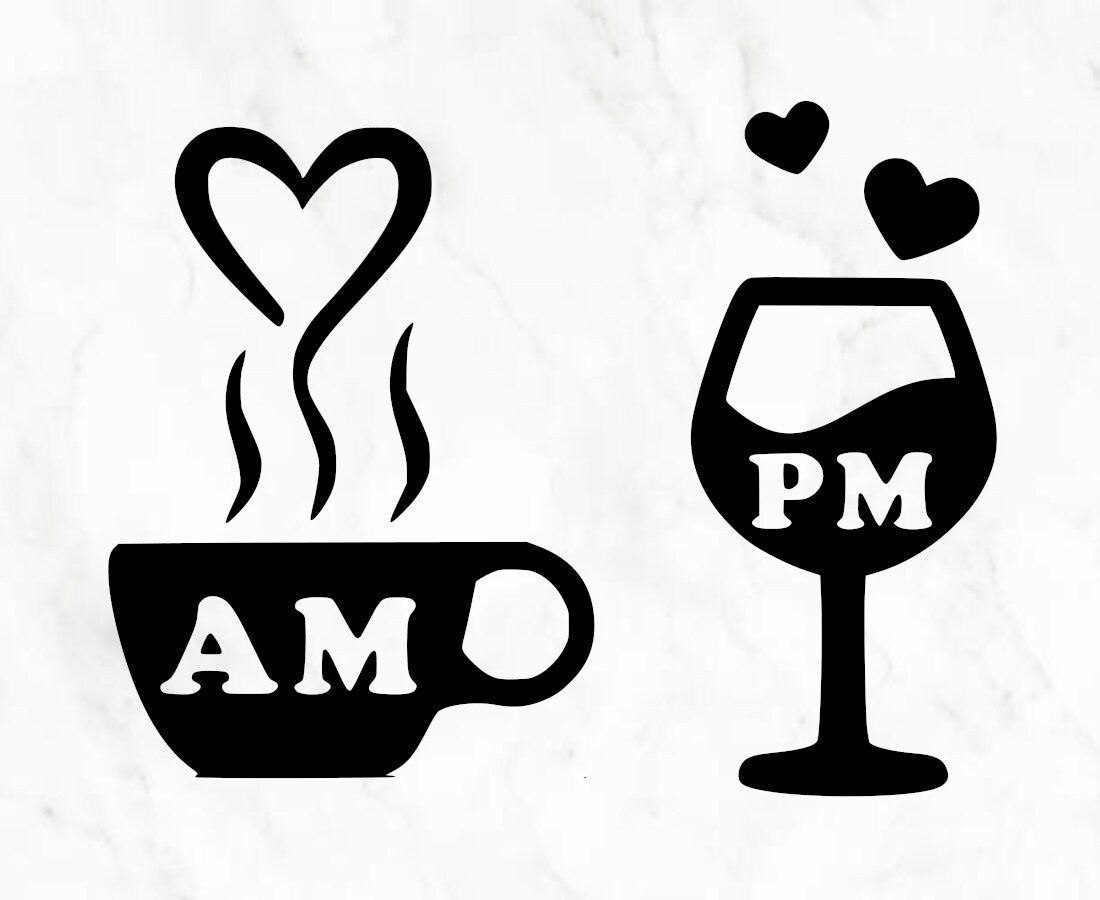 Wine Glass & Coffee Cup SVG Wine SVG Coffee SVG Cricut Cut Etsy