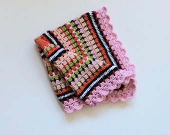 Baby Blanket: Wool / Crochet Baby Blanket / Newborn Blanket / Newborn Gift / Pram Blanket / Bassinet / Handmade / Knitted / Nursery Decor