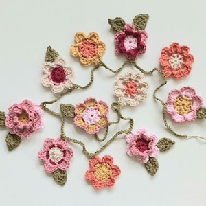Garland: Flower Garland / Wall Hanging / Crochet Garland / Wedding / Bunting / Handmade / Home / Boho / Decoration / Wall Decor / Nursery
