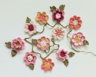 Garland: Flower Garland / Wall Hanging / Crochet Garland / Wedding / Bunting / Handmade / Home / Boho / Decoration / Wall Decor / Nursery
