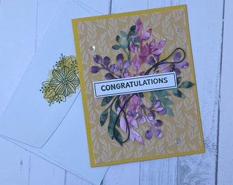 Congratulations Greeting Card, yellow, coral, green