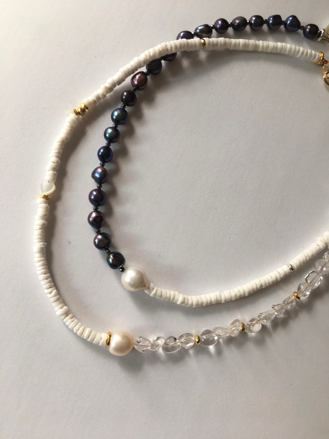 Graue Perle graue und weiße Halskette barocke Perlenkette | Etsy