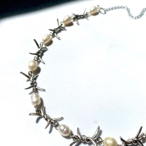 Barbed Wire and Fresh Water Pearl Necklace - Etsy