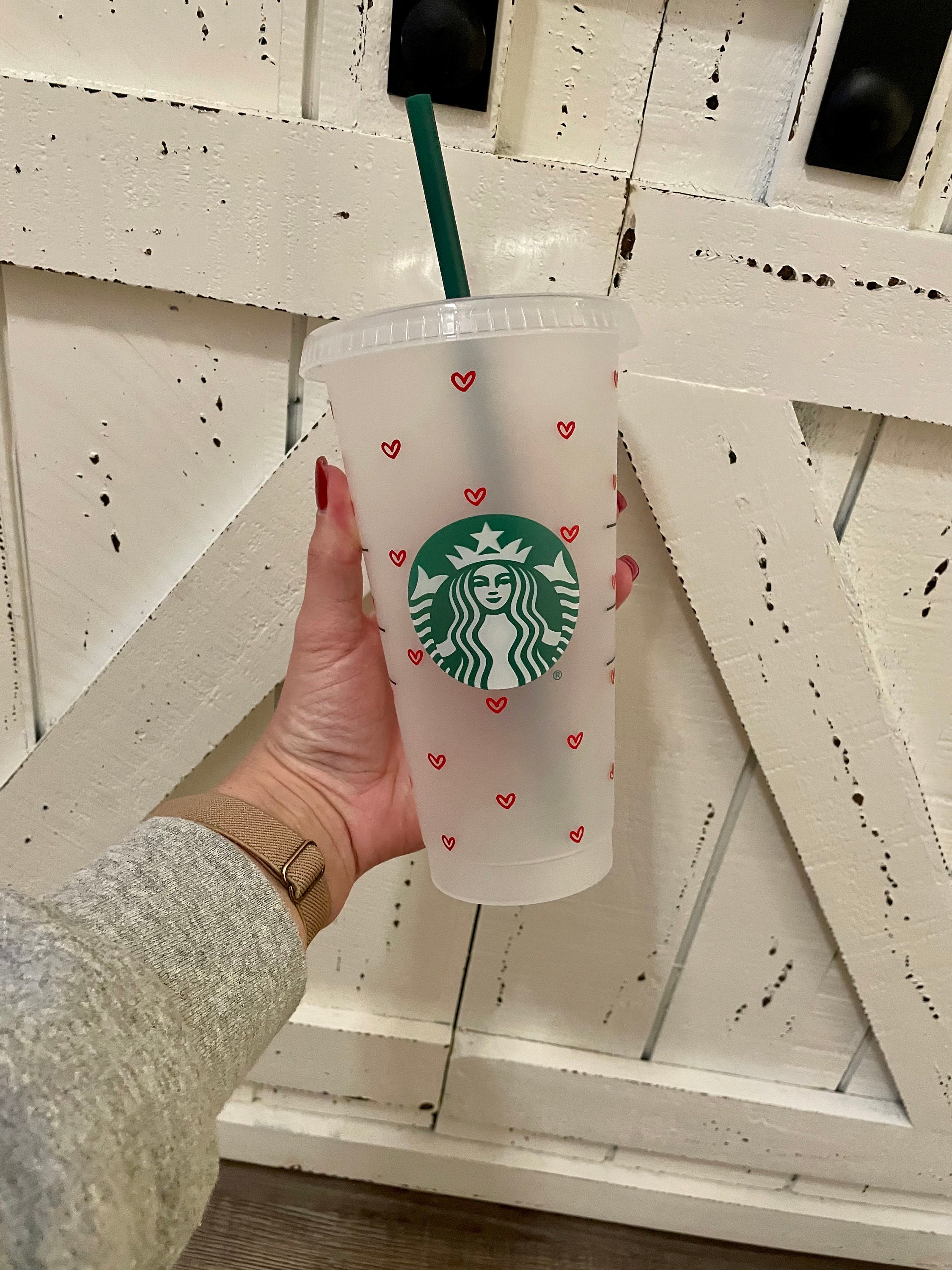 Personalized Starbucks Cup Decals w/Hearts Accents – Fancy Plans Co