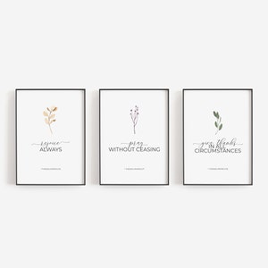 1 Thessalonians 5:16-18 Set of 3 Bible Verse Printable Wall Art, Rejoice Always Christian Home Decor, Scripture Instant Download Print