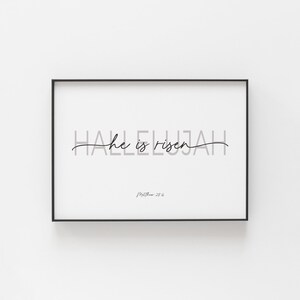 Él ha resucitado imprimible Pascua Biblia Versículo Arte de la pared, Decoración cristiana moderna de Pascua, Minimalista Mateo 28:6 Escritura Descarga digital