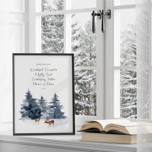 Isaiah 9:6 Wonderful Counselor Christian Christmas Scripture Wall Art Printable Decor, Modern Winter Woodland Bible Verse Digital Download