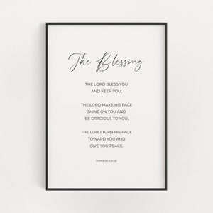 The Blessing Printable Minimalist Scripture Wall Art, Modern Bible Verse Digital Download, Numbers 6:24-26 The Lord Bless You and Keep You