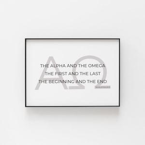 Revelation 22:13 Alpha and Omega Modern Scripture Printable Wall Art, Minimalist Bible Verse Digital Download, Christian Typography Print