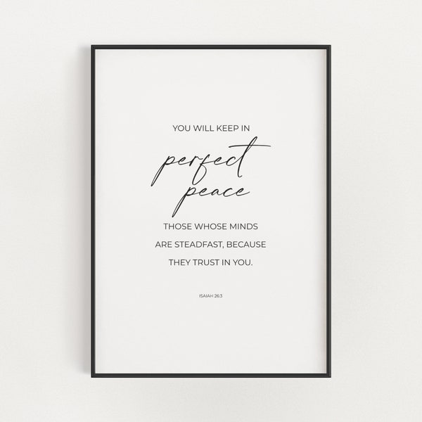 Isaiah 26:2 Perfect Peace Printable Bible Verse Wall Art, Minimalist Christian Scripture Digital Print, Christian Nursery Above Crib Decor