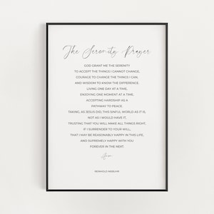 Vollversion Serenity Prayer Wall Art Digital Download Print von Reinhold Niebuhr mit minimalistischer Typografie Ästhetik, AA Nüchternheit Geschenk