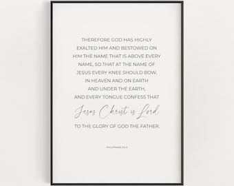 Philippians 2:9-11 Name Above All Names Minimalist Christian Scripture Printable Wall Art for Easter Decor, Modern Bible Verse Digital Print