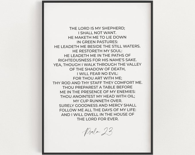 Psalm 23 the Lord is My Shepherd Bible Verse Wall Art Print Christian ...
