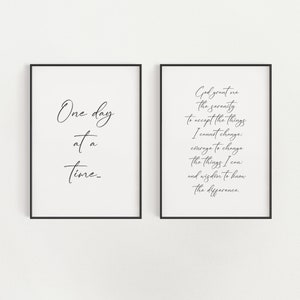 Set von 2 Serenity Gebet druckbare Wandkunst, minimalistische Alkoholiker Anonymous Genesung Geschenk, Gott gebe mir die Gelassenheit digitale Downloads