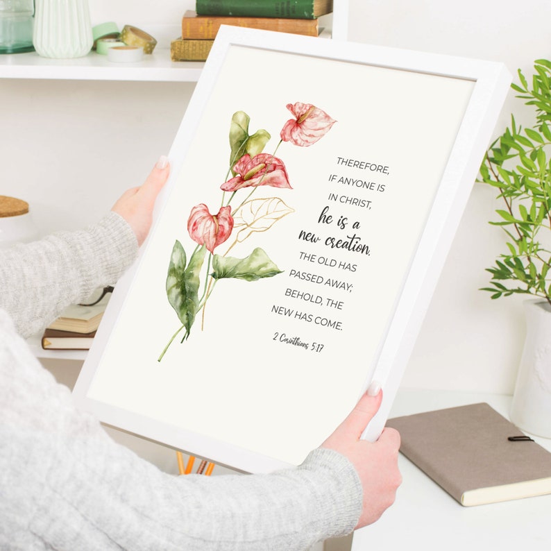 2 Corinthians 5:17 Printable New Creation Bible Verse Wall Art With ...