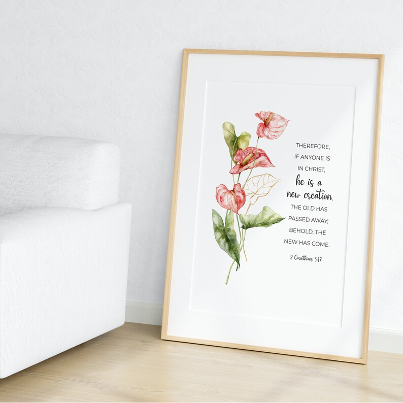 2 Corinthians 5:17 Printable New Creation Bible Verse Wall Art With ...