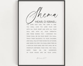 Deuteronomy 6:4-9 ESV Shema Printable Bible Verse Wall Art, Minimalist Modern Scripture Digital Download, You Shall Love the Lord Your God