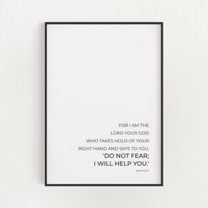 Isaías 41:13 No temas que te ayudaré Arte minimalista de la pared cristiana, Descarga digital del versículo bíblico moderno, Decoración del hogar imprimible de las Escrituras