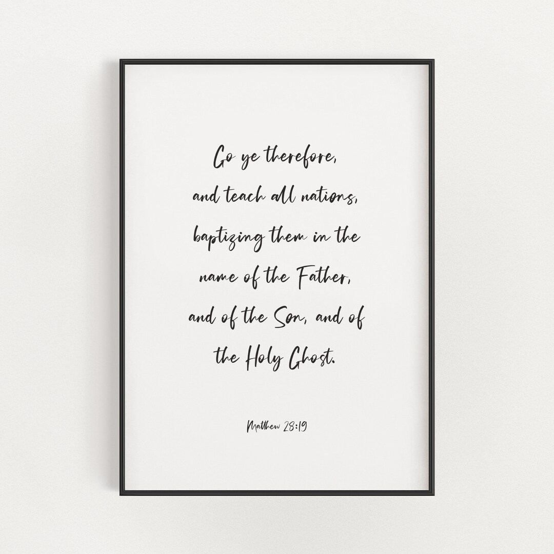 Matthew 28:19 KJV Missionary Bible Verse Printable Wall Art, the Great ...