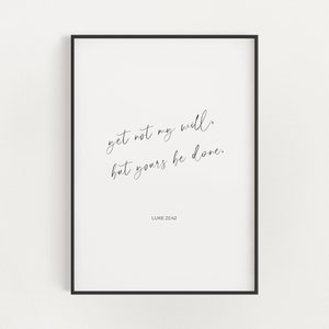 Luke 22:42 Yet Not My Will But Yours Be Done Minimalist Christian Easter Bible Verse Printable Wall Art, Lent Scripture Digital Download