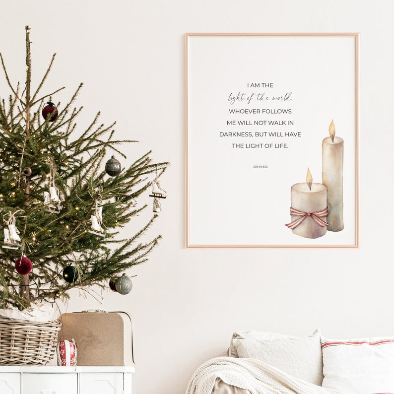 John 8:12 I Am the Light of the World Christian Christmas Scripture ...