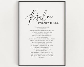 Psalm 23, The Lord is my Shepherd, Bible Verse Printable, Christian Wall Art, Pastor Gift, Scripture Art