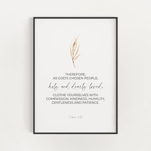 Colossians 3:12, Modern Christian Wall Art, Bible Verse Printable, Minimal Scripture Art, Christian Aesthetic Print, Scripture Digital Print