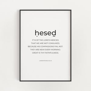 Lamentations 3:22-23 Great is Thy Faithfulness KJV Minimalist Christian Wall Art Digital Print, Hesed Bibel Vers Schrift druckbares Dekor