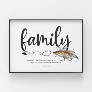 Deuteronomy 28:6 You Will Be Blessed When You Come In, Family Bible Verse Printable Wall Art, Minimalist Large Scripture Downloadable Print